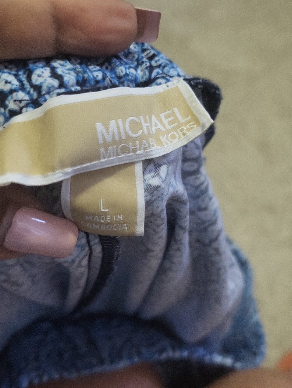 Michael Kors Blue Printed Wide-Leg Pull-On Pants - Picture 6 of 9